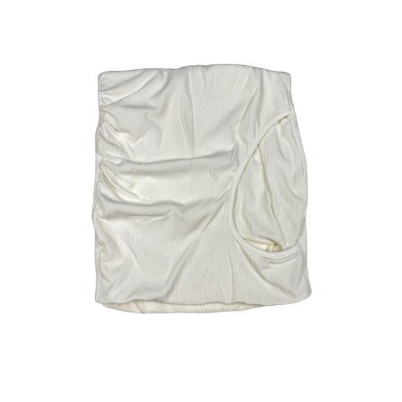 White Fox Mini Skirt with Cut Out in White - Picture 1 of 3